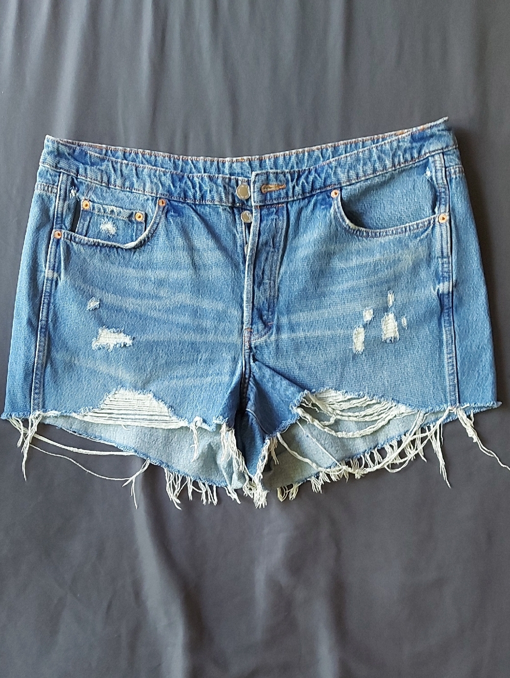 Women’s Distressed Denim Shorts - Light Blue